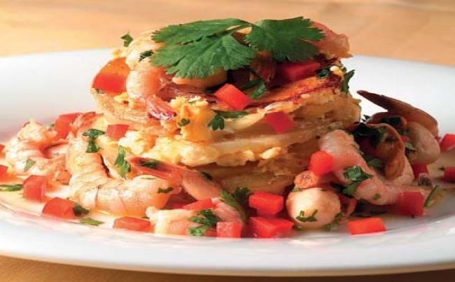 Hostias de papitas con mariscos